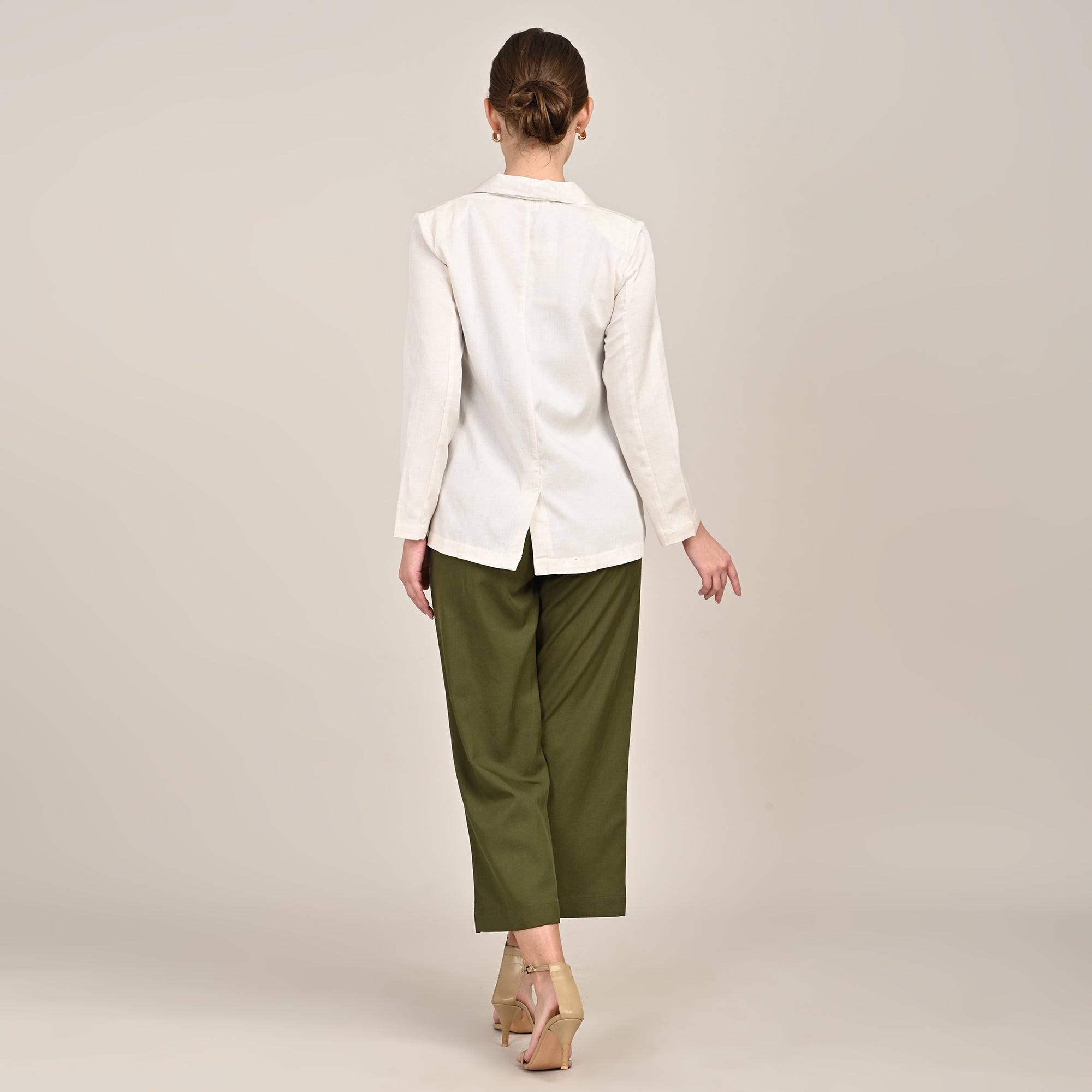 Donna Set of 3 - Long Shirt, Inner & Pants - Ecru & Olive