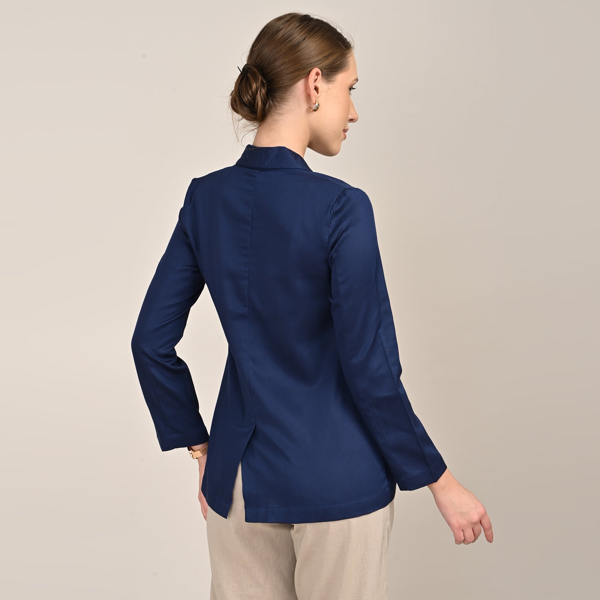 Donna Set of 3 - Long Shirt, Inner & Pants - Navy & Greige