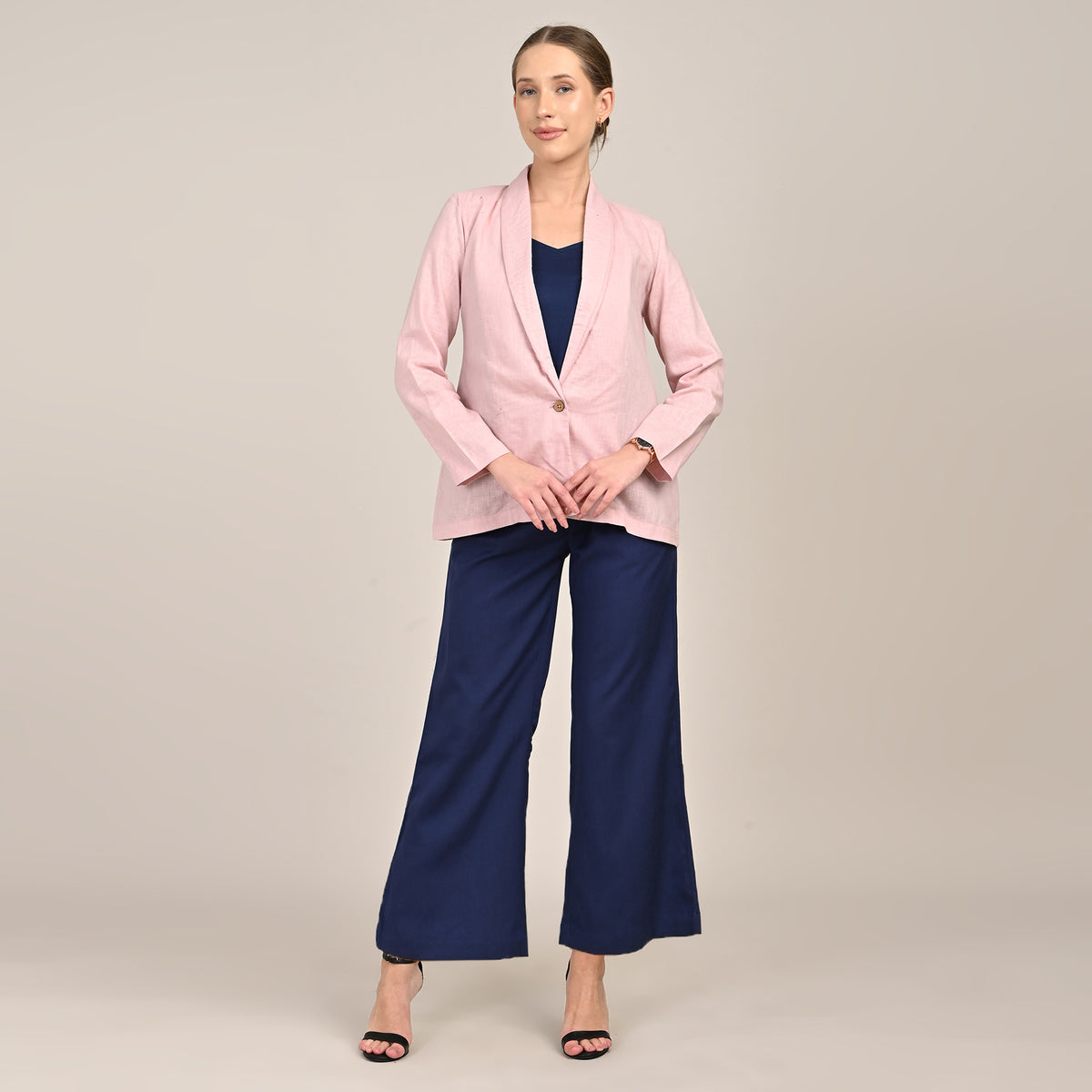Donna Set of 3 - Long Shirt, Inner & Pants - Pink & Navy
