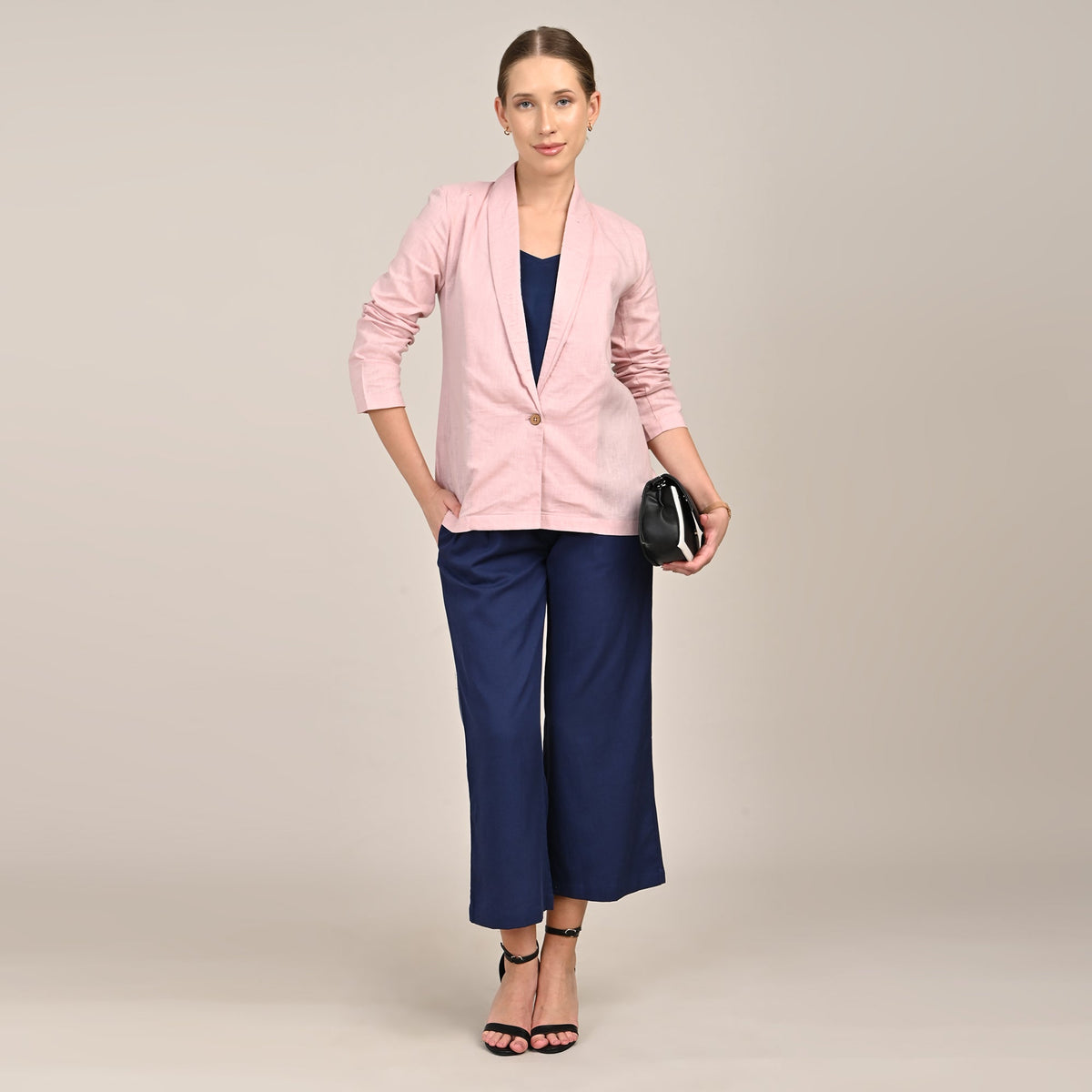 Donna Set of 3 - Long Shirt, Inner & Pants - Pink & Navy