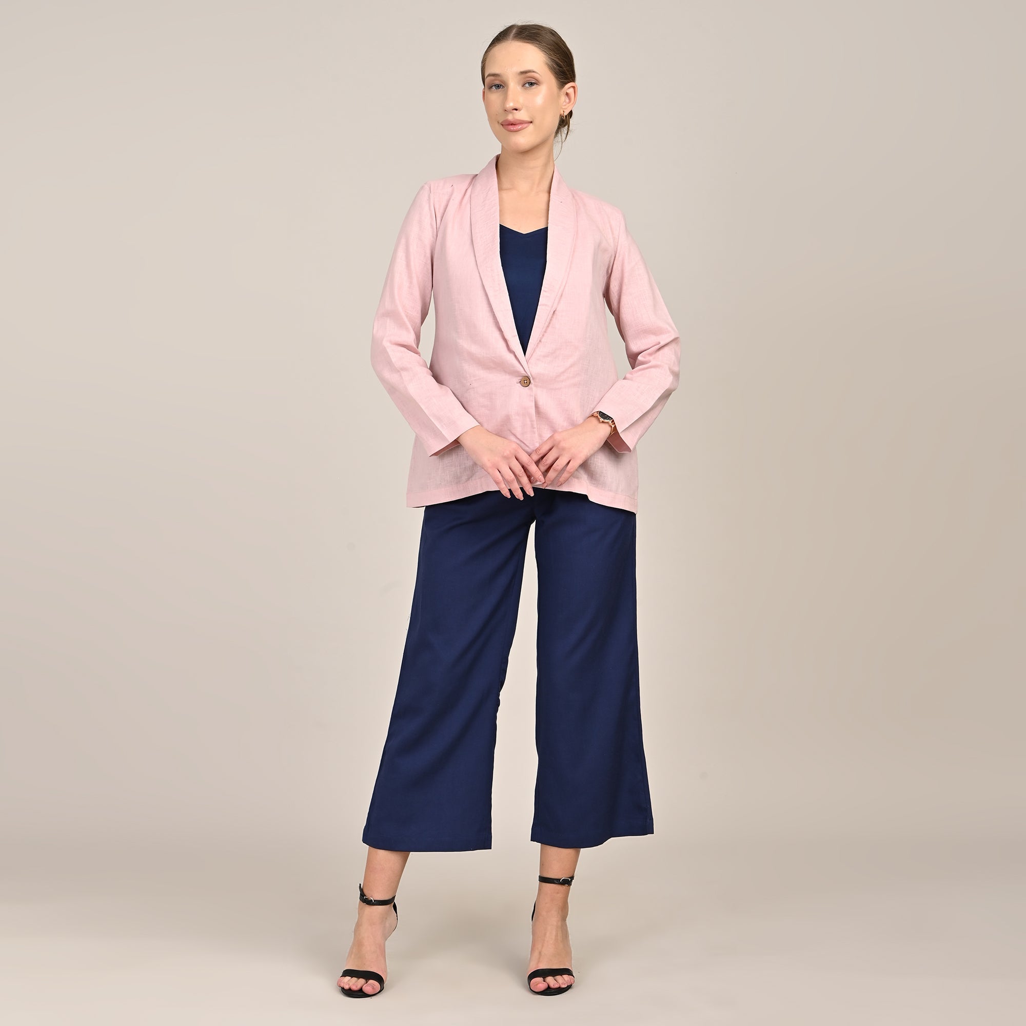 Donna Set of 3 - Long Shirt, Inner & Pants - Pink & Navy