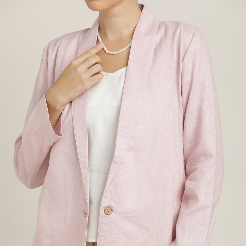 Donna 3-Piece Blazer Suit Set - Pastel Pink & Ecru