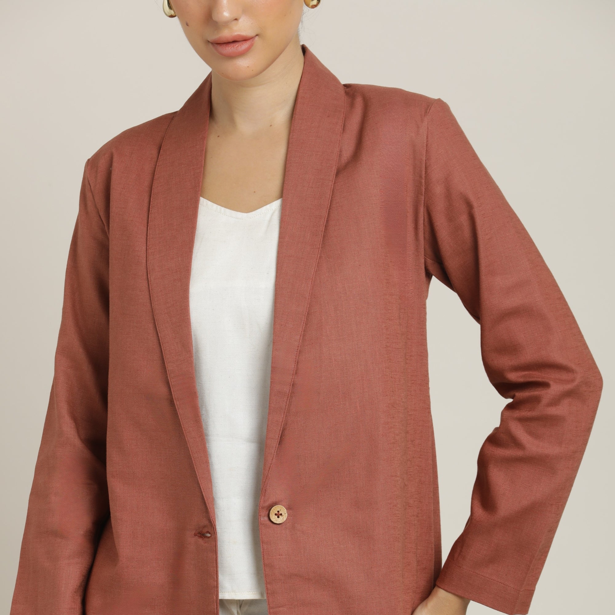 Donna Shawl Collar Blazer - Autumn Rust