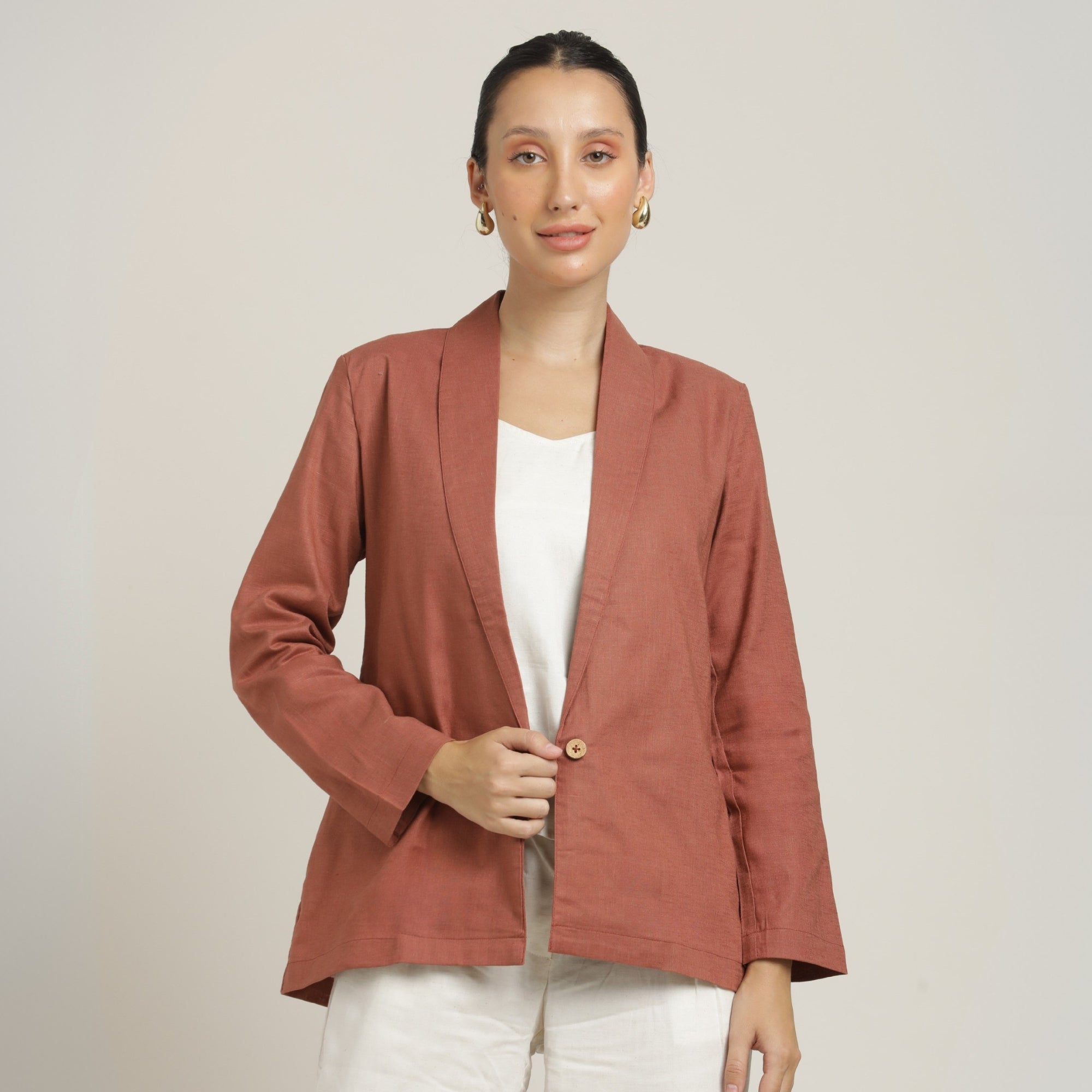 Donna 3-Piece Blazer Suit Set - Autumn Rust & Ecru