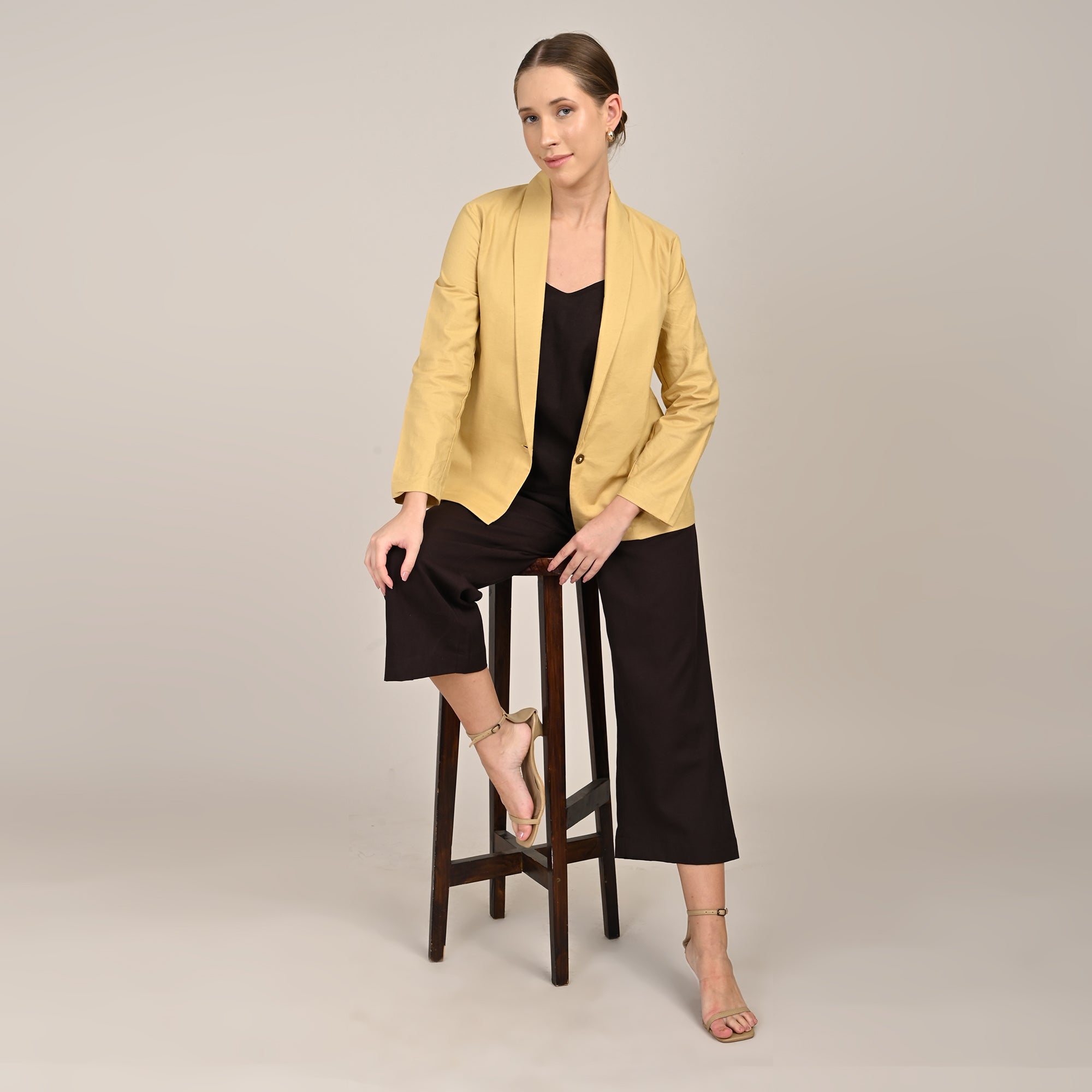 Donna Shawl Collar Blazer - Butter Yellow