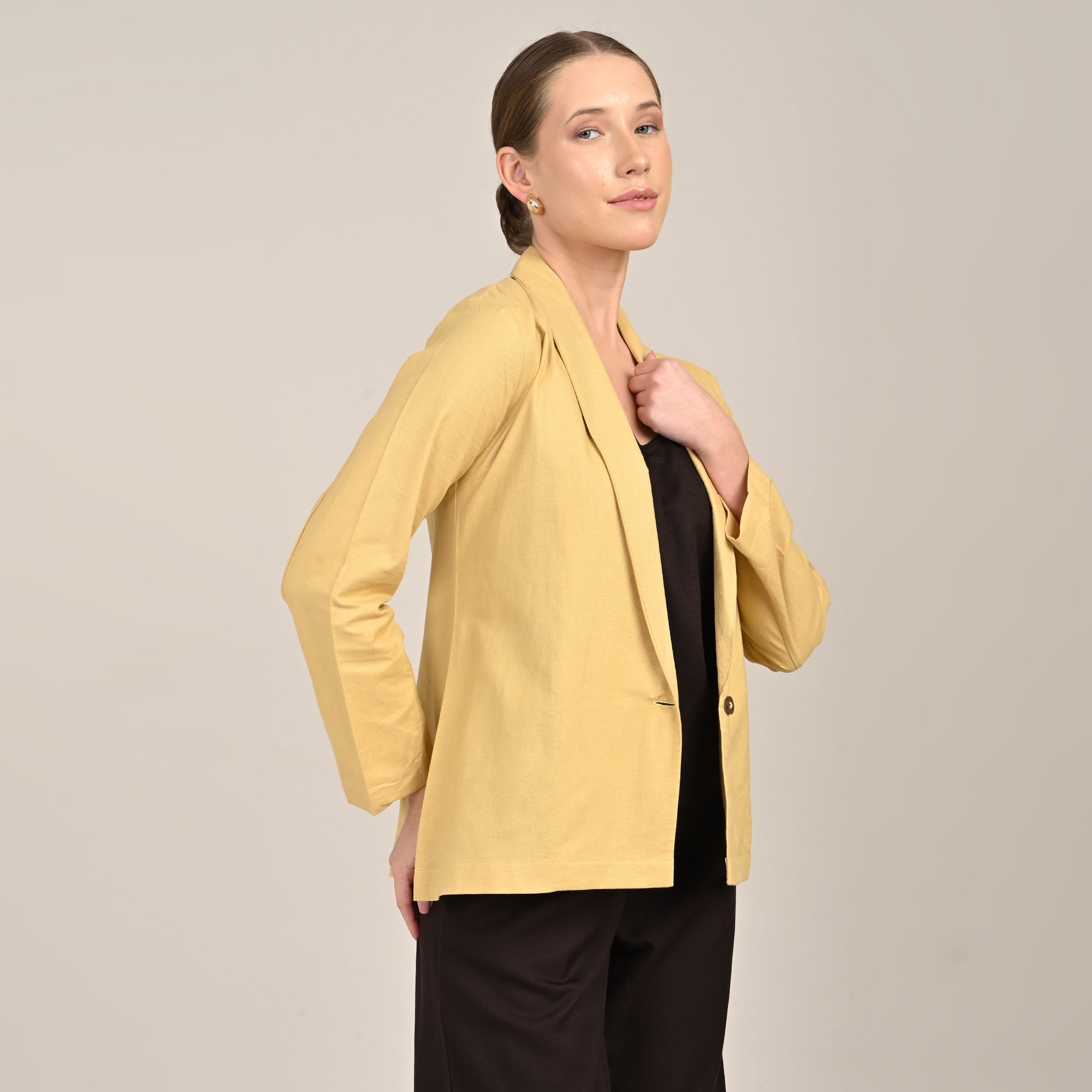 Donna Set of 3 - Long Shirt, Inner & Pants - Yellow & Coffee