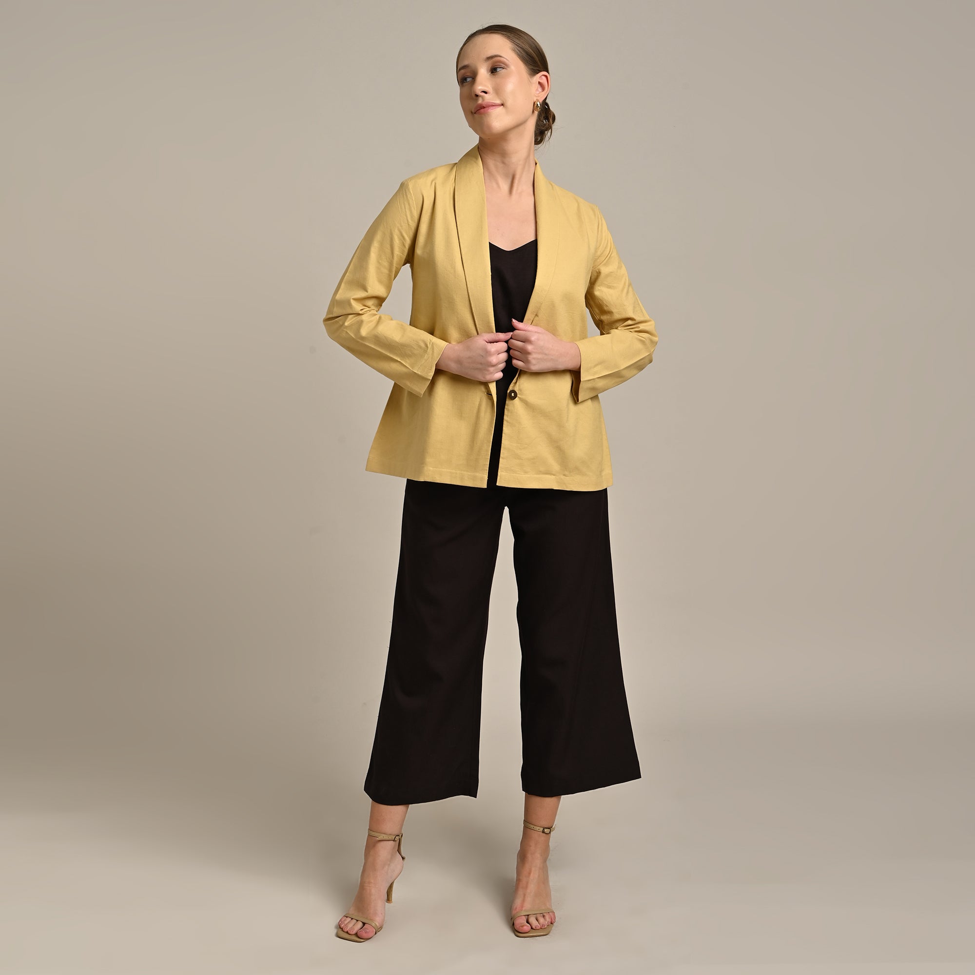 Donna Shawl Collar Blazer - Butter Yellow