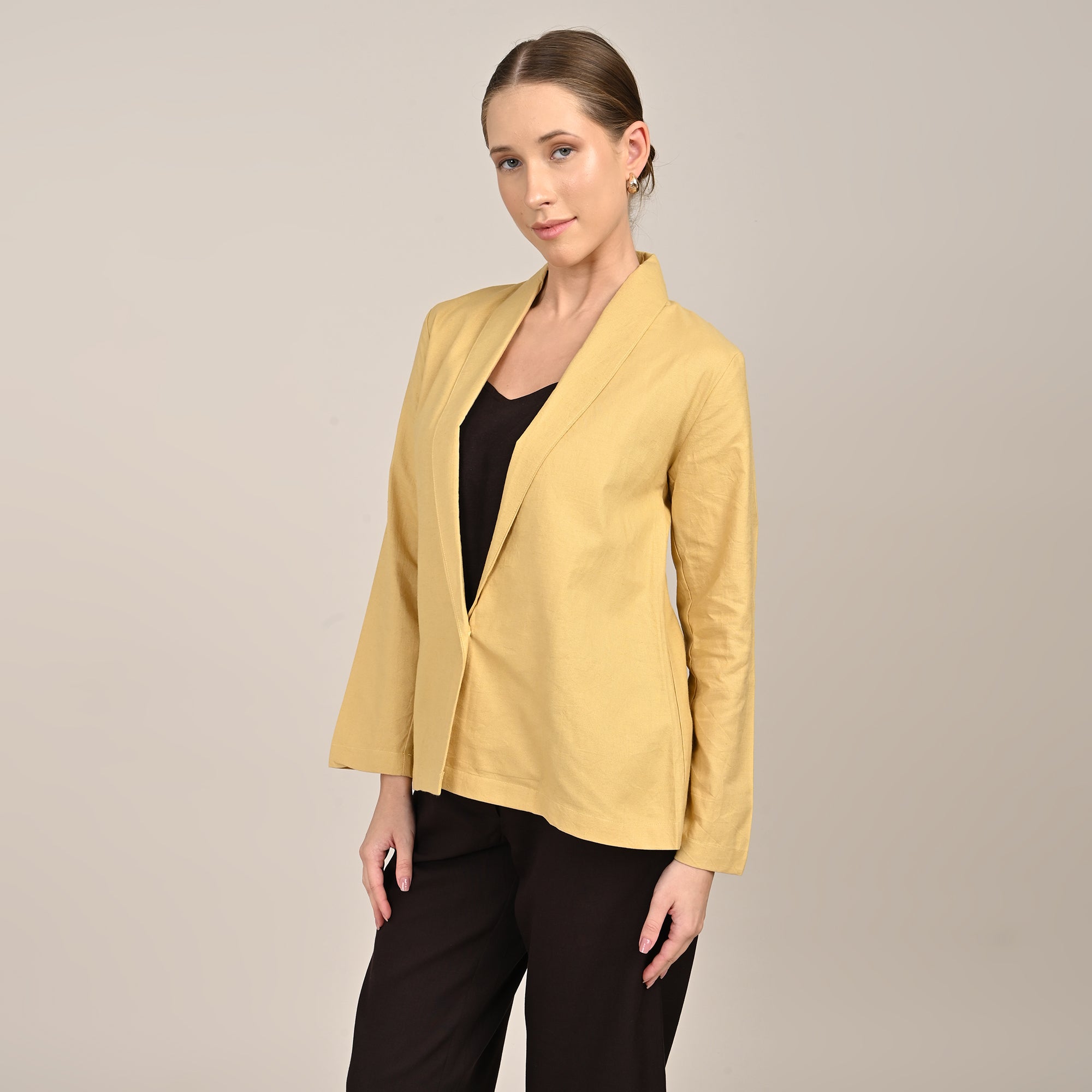 Donna Set of 3 - Long Shirt, Inner & Pants - Yellow & Coffee
