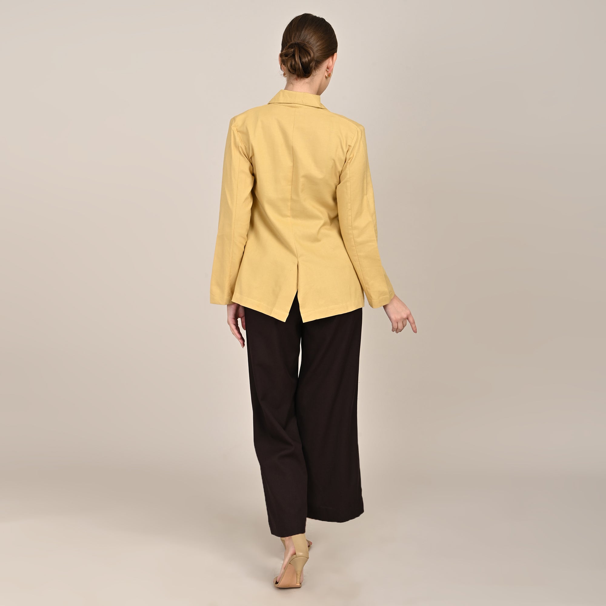 Donna Set of 3 - Long Shirt, Inner & Pants - Yellow & Coffee