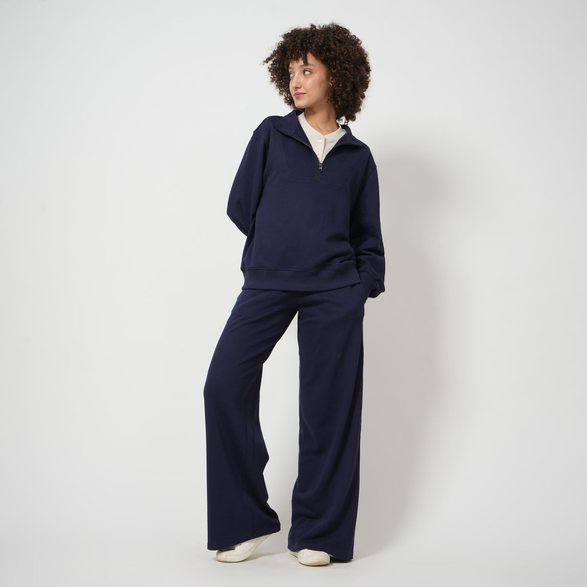 Half Zip Up Jumper - Navy Blue