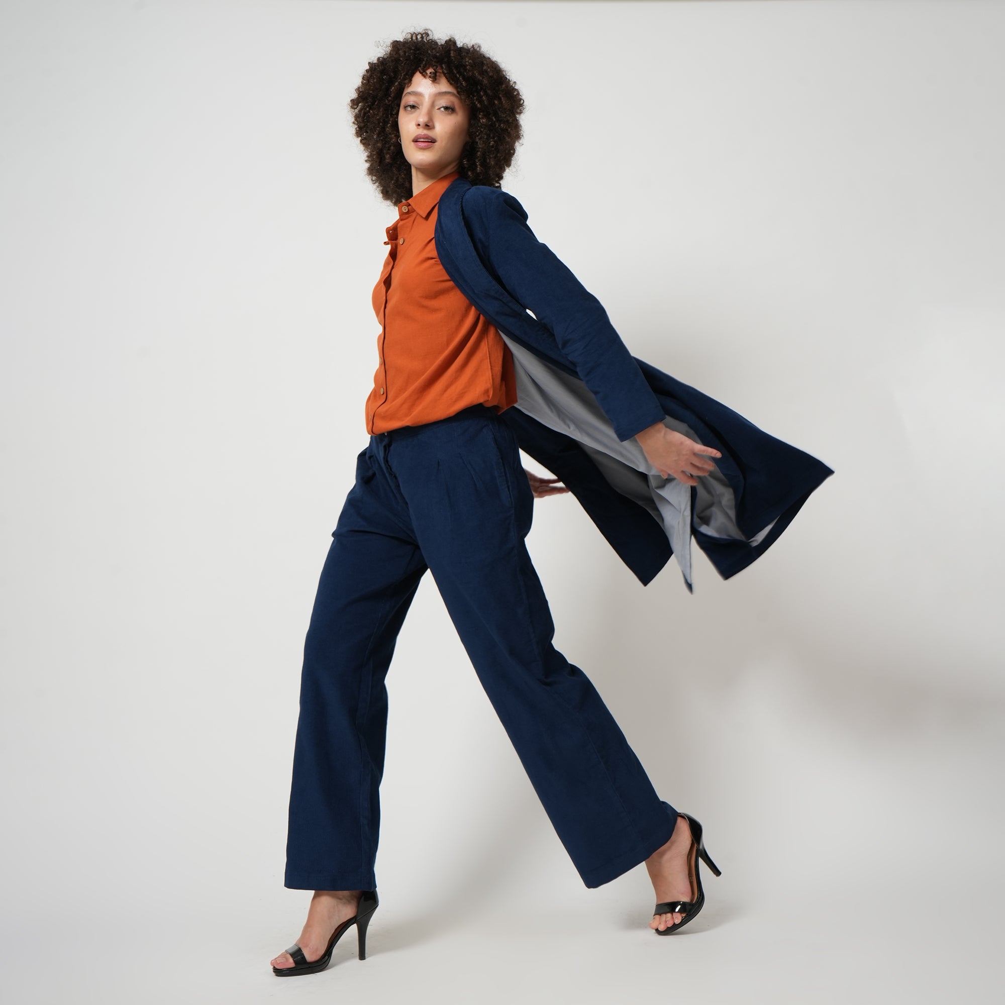 Long Leg Pants - Navy Blue Corduroy