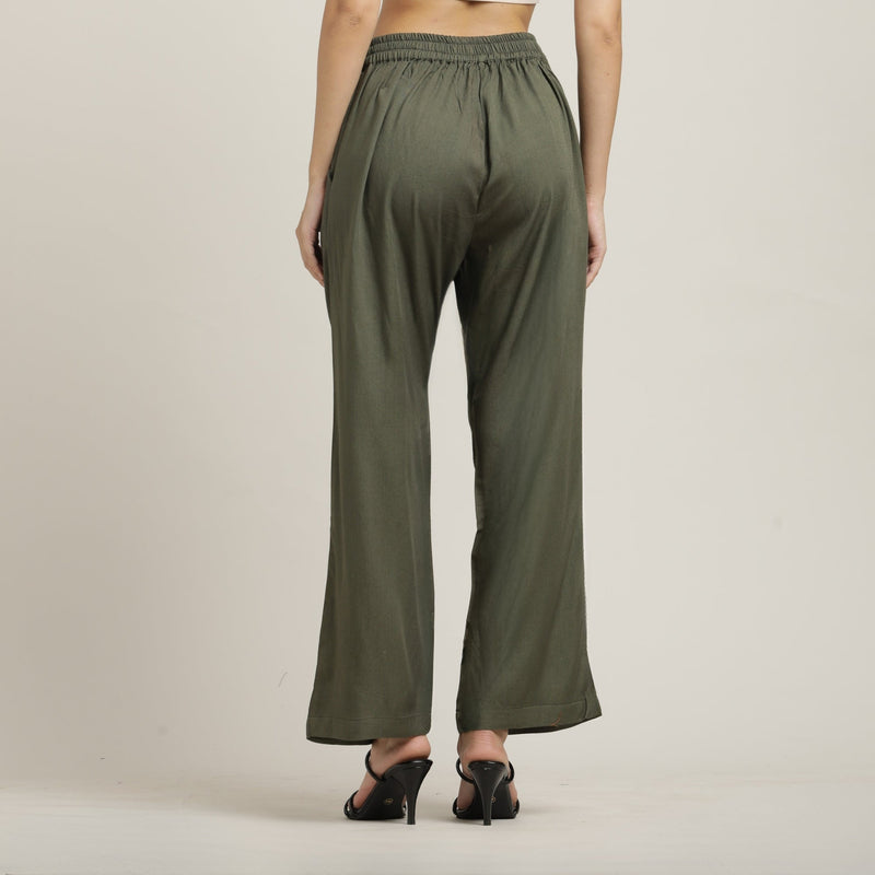 Rumi Co-ord Set - Pintuck Tunic & Pants - Olive Green