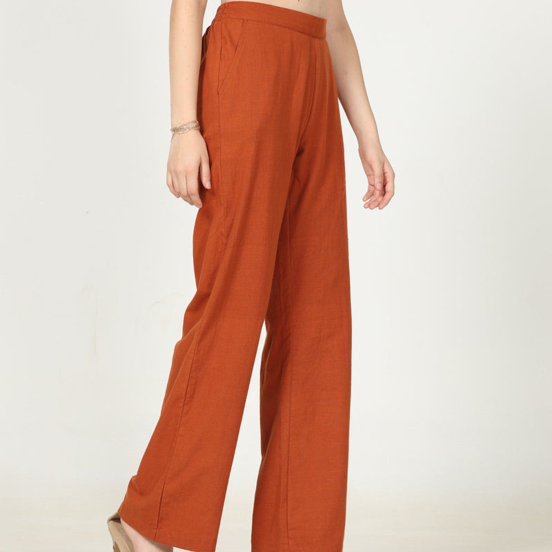 Sofia Set Of 2 - Pleated Tunic & Long-Leg Pants - Navy Blue & Autumn Rust