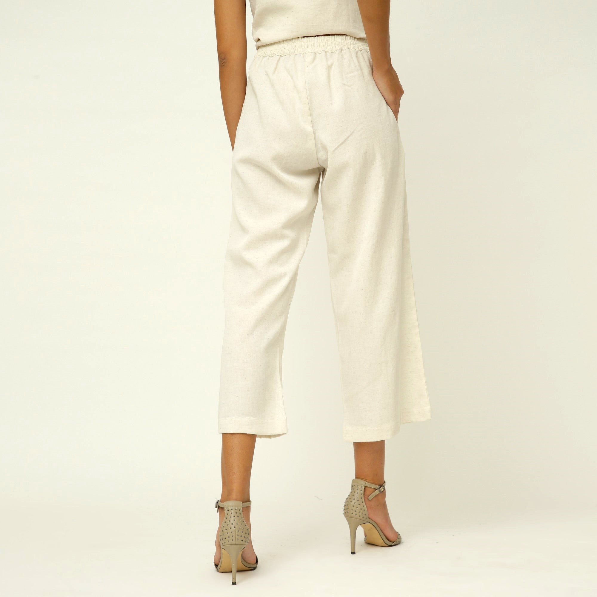 Florence Set Of 3 - Overlay, Slip Top & Barrel Leg Pants - Pastel Pink With Ecru Edging