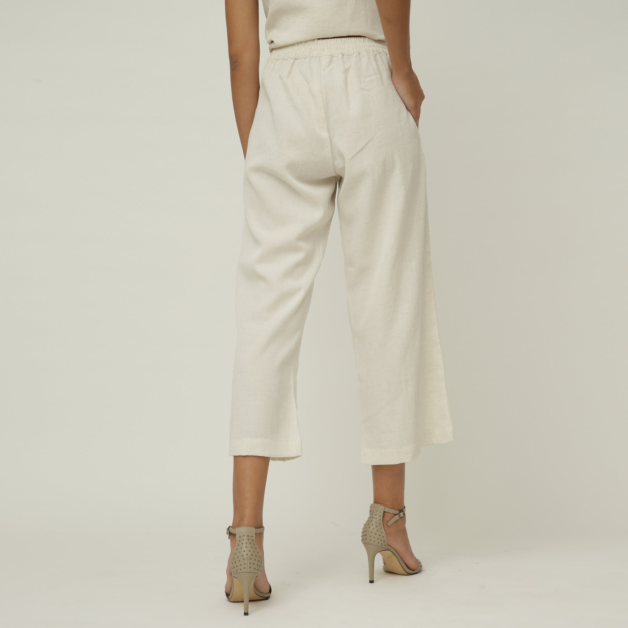 Florence Set of 3 - Long Shirt Overlay, Slip Top & Pants - White & Powder Blue