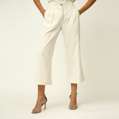 Audrey Set Of 2 - Boat Neck Shell Top & Pants - Blue & Ecru