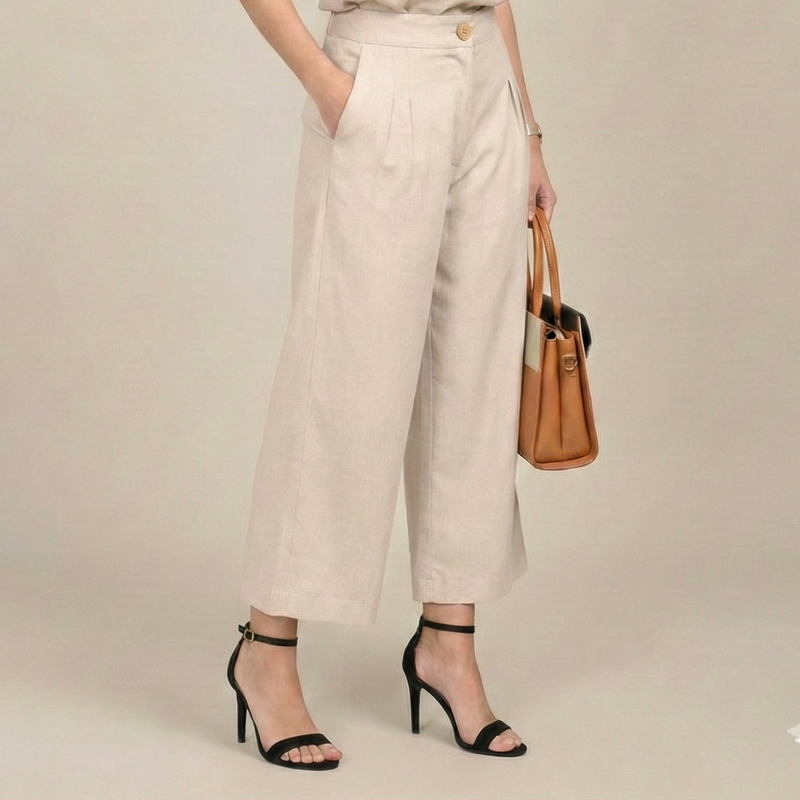 Barrel Leg Pants - Greige
