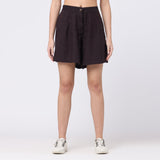 Cuban Co-ord Set Of 2 - Shirt & Shorts - Beige & Coffee