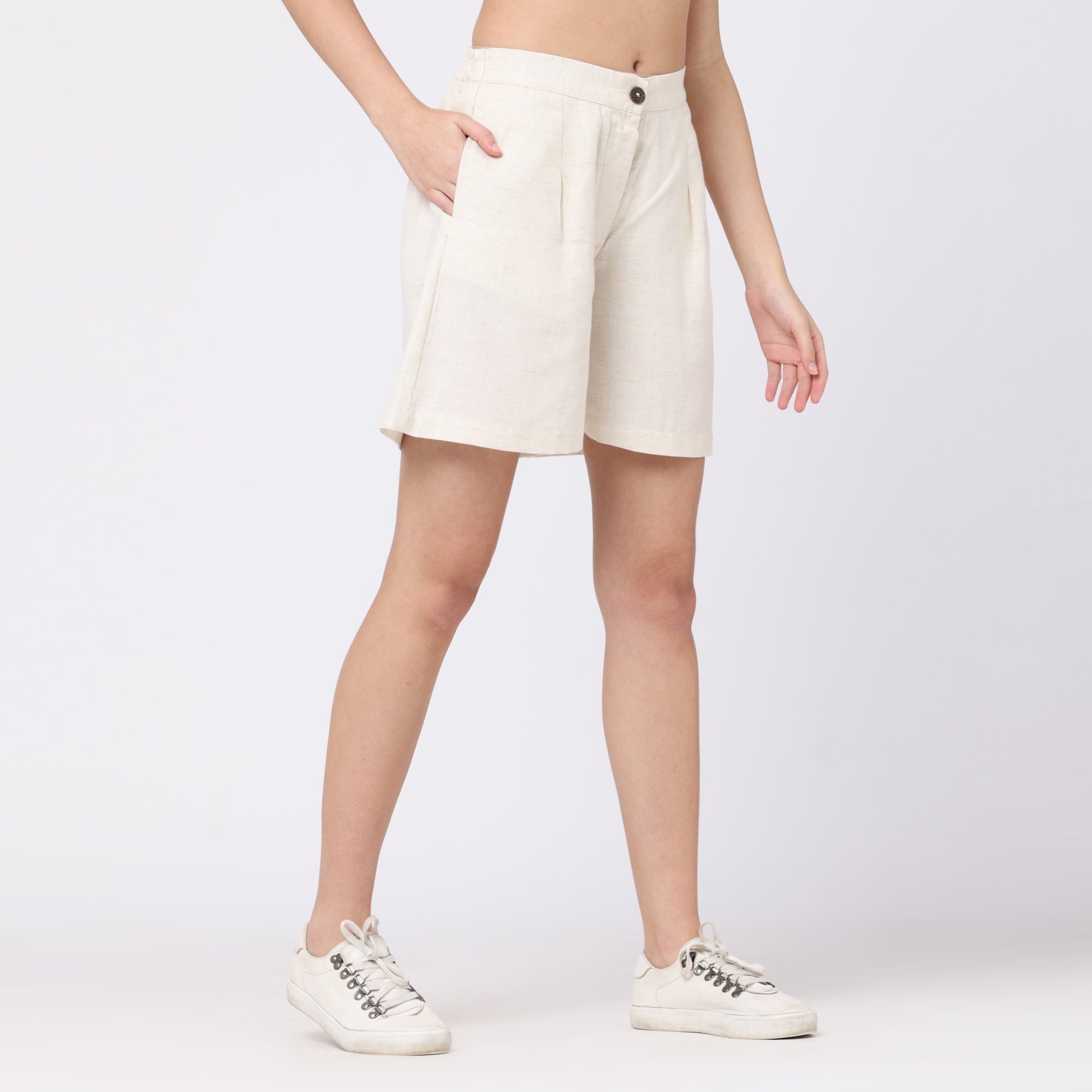 Juniper Set Of 3 - Overlay, Slip Top & Shorts - Ecru & Beige