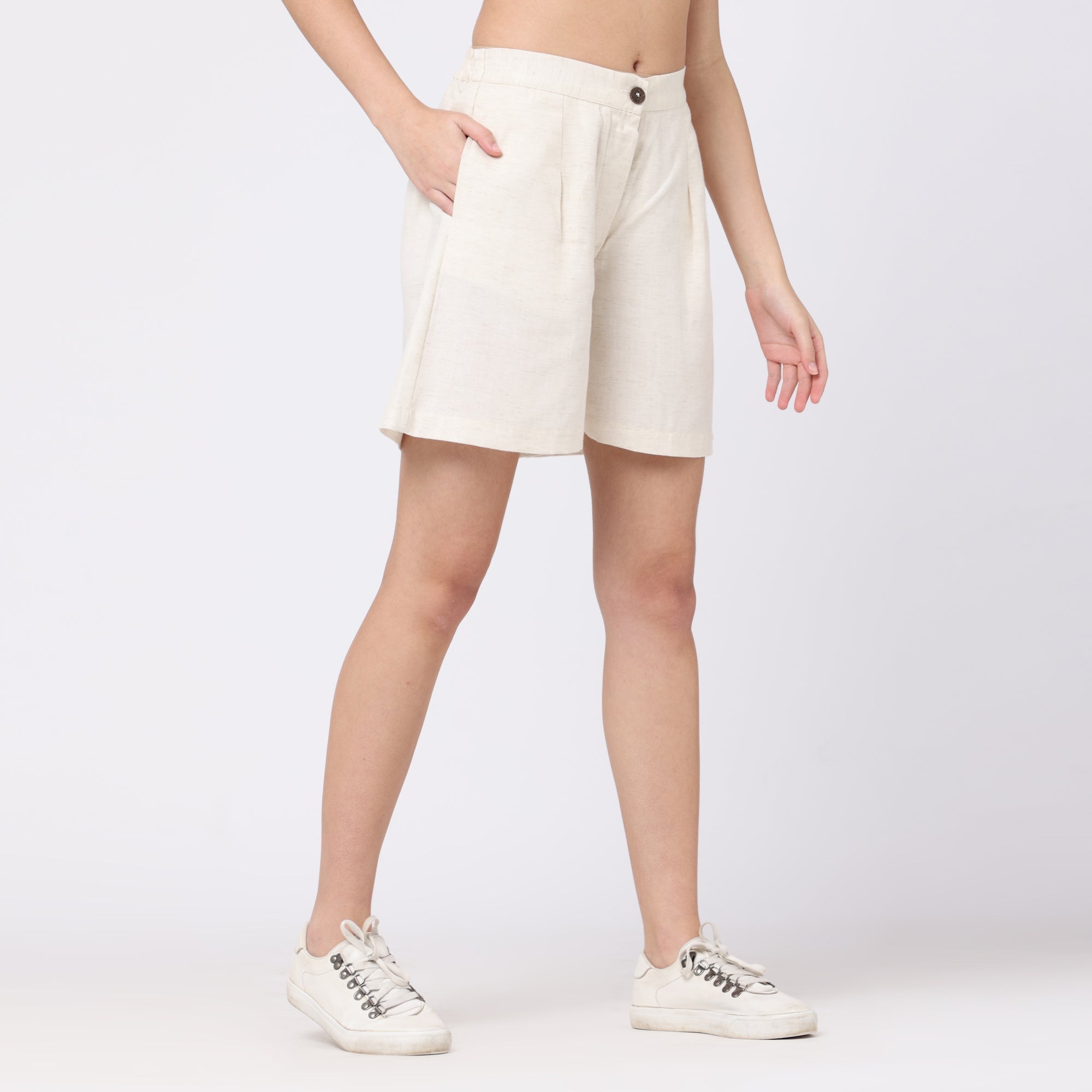 Cuban Co-ord Set Of 2 - Shirt & Shorts - Ecru