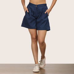 Cuban Co-ord Set Of 2 - Shirt & Shorts - Navy Blue