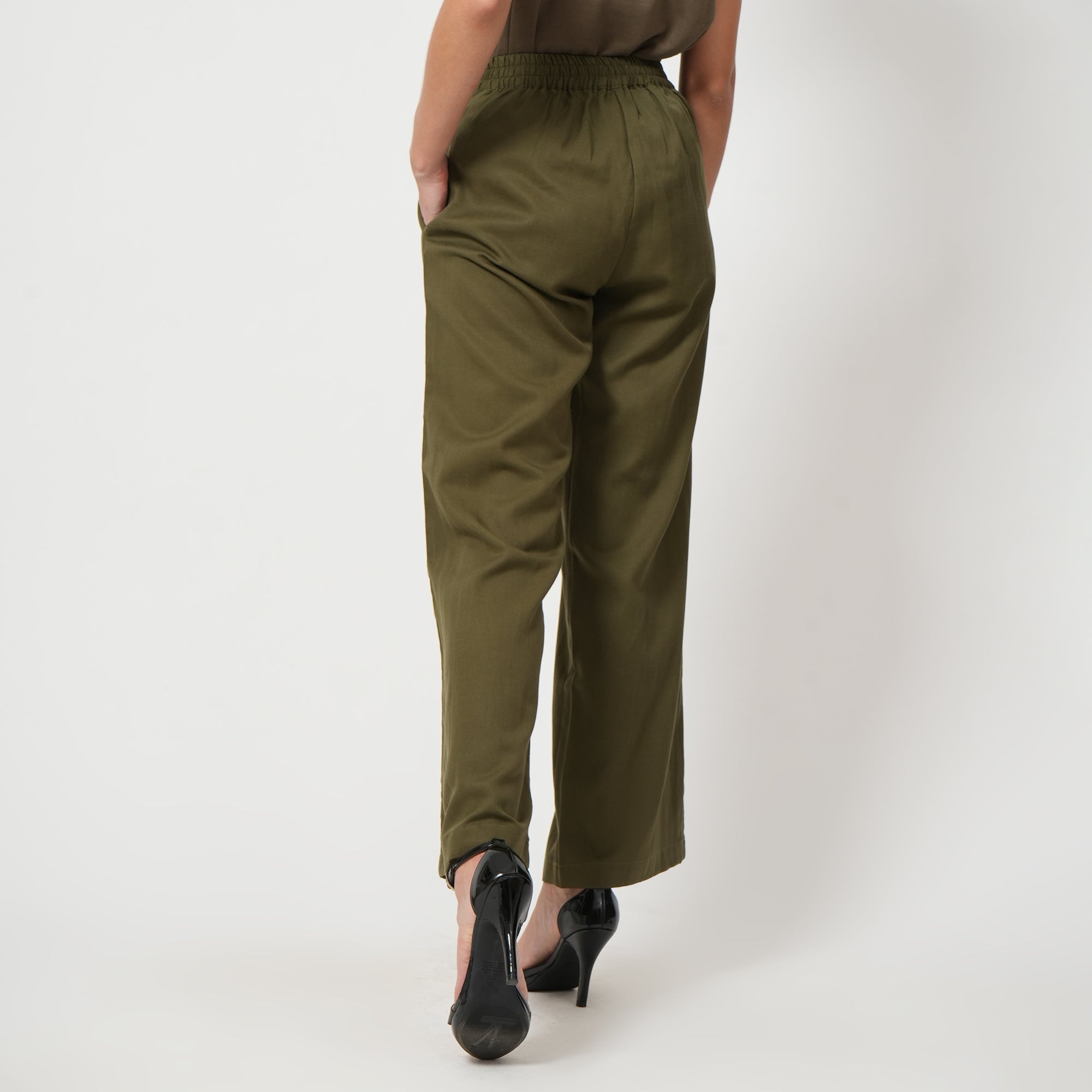 Florence Co-Ord Set Of 2 - Long Shirt & Pants - Olive & Autumn Rust With Contrast Edging