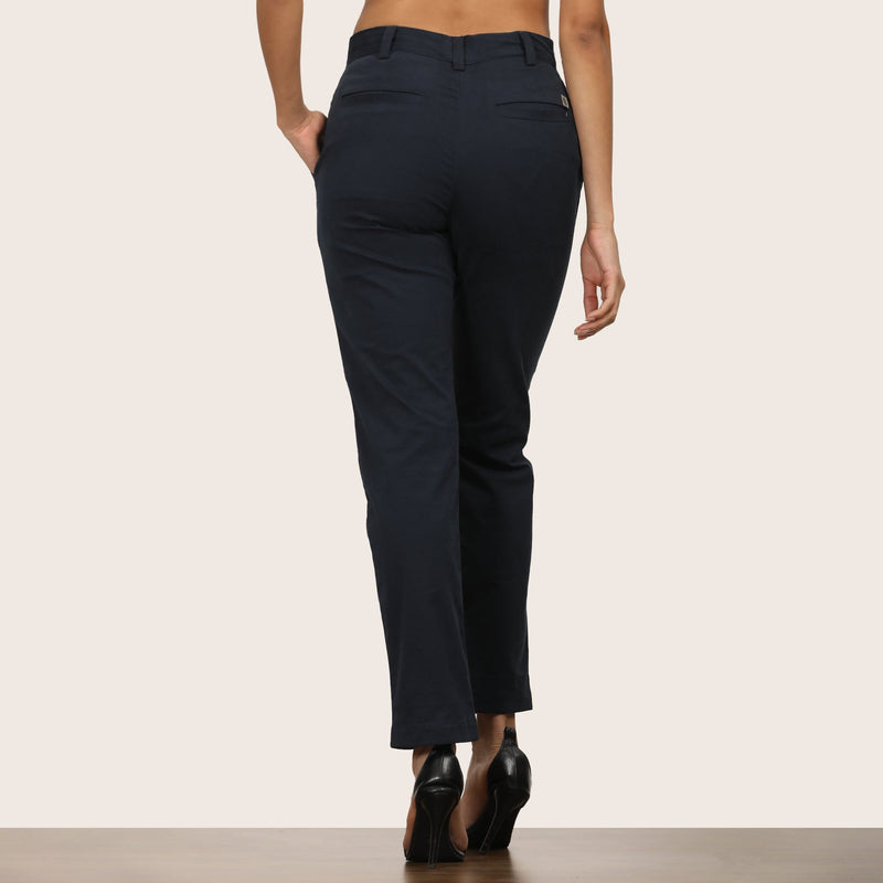 Bella Set Of 2 - Bell Sleeves Top & Chinos - Ecru & Navy Blue