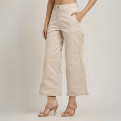 Aruku Wide-Leg Cropped Chinos - Beige