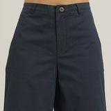 Aruku Wide-Leg Cropped Chinos - Navy Blue