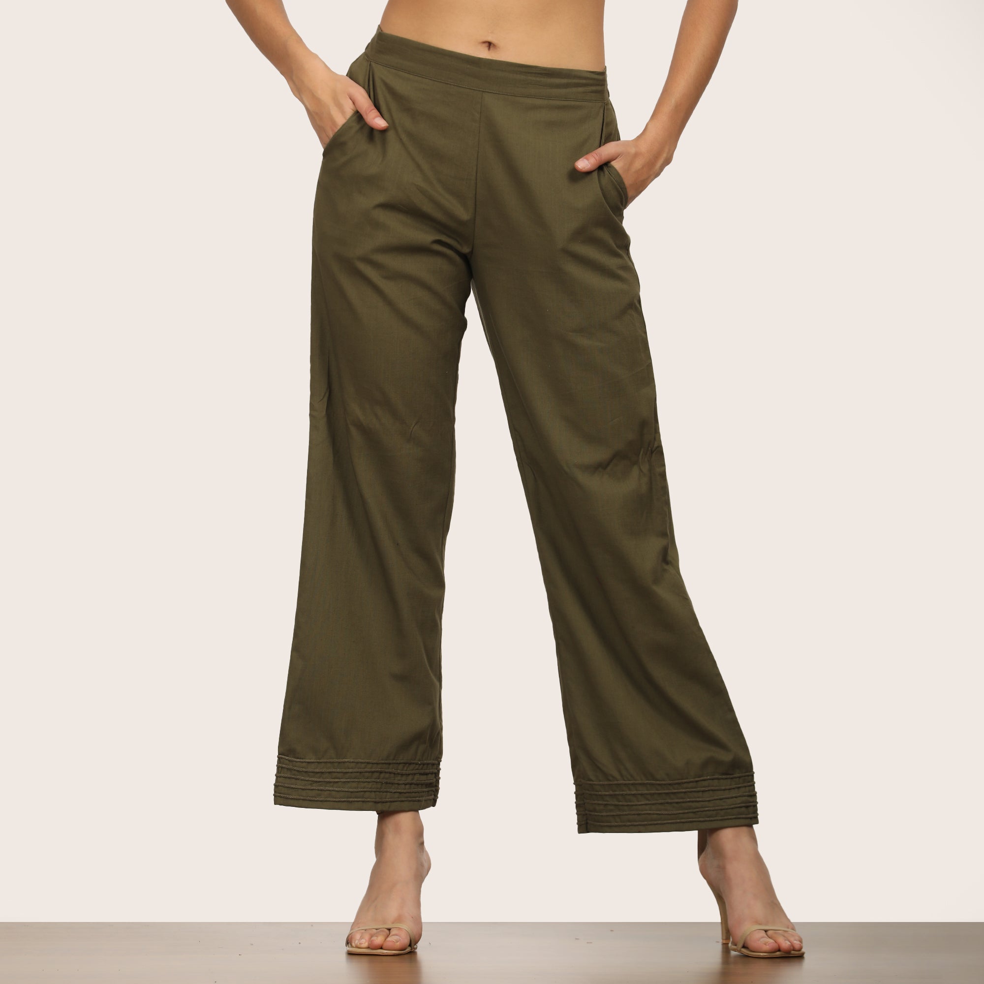 Penny Co-ord Set Of 2 - Shirt Tunic & Pants - Olive Green