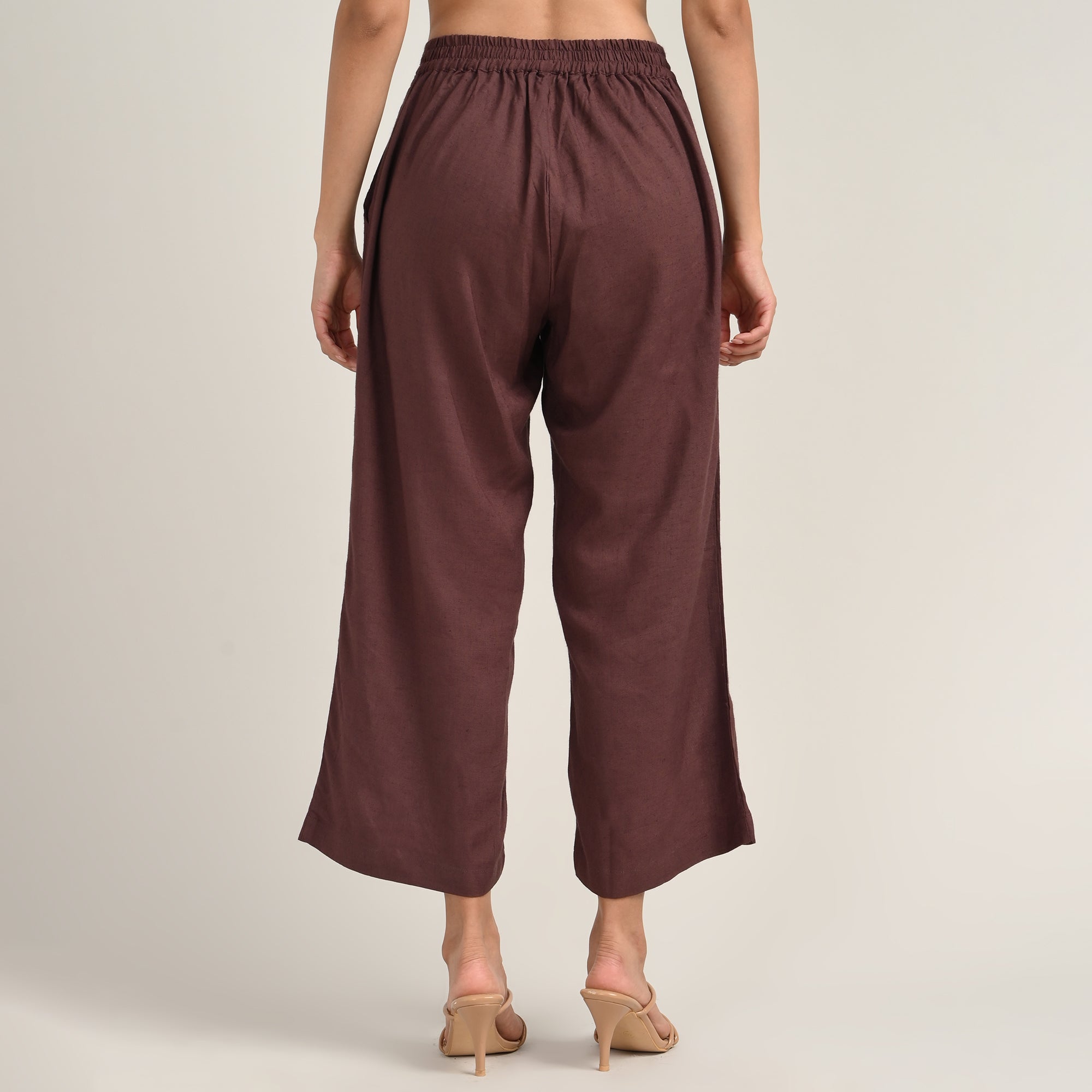 Sofia Set Of 2 - Pleated Tunic & Long-Leg Pants - Ecru & Coffee Brown
