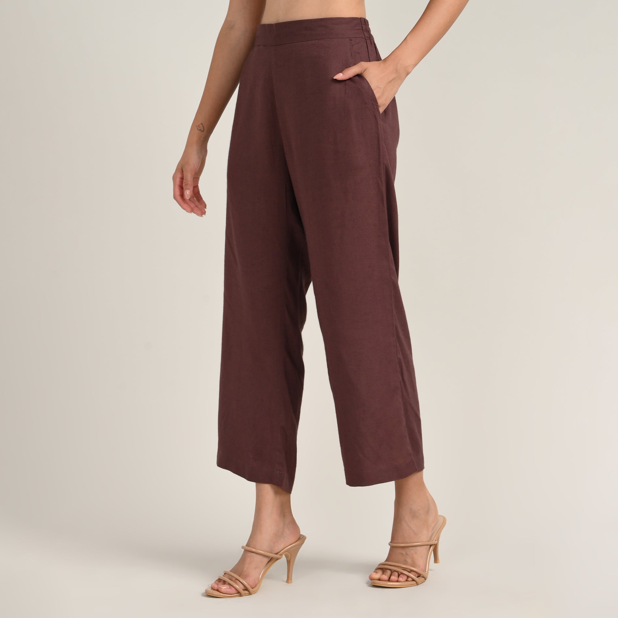 Sofia Set of 2 - Long Tunic & Pants - Maroon & Coffee
