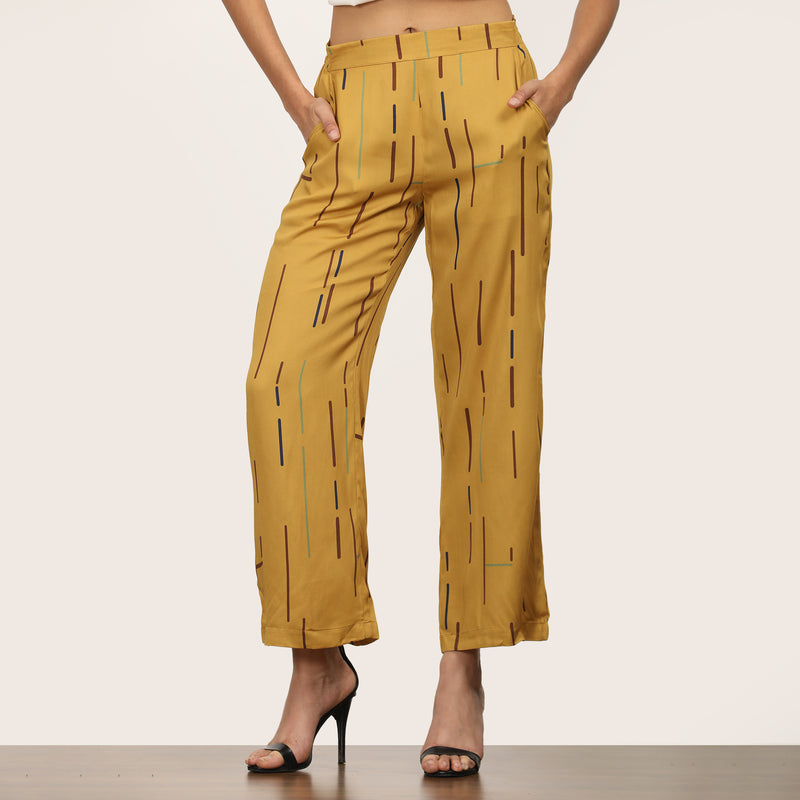 Ethan Pants - Mustard Cedar Print - Limited Edition