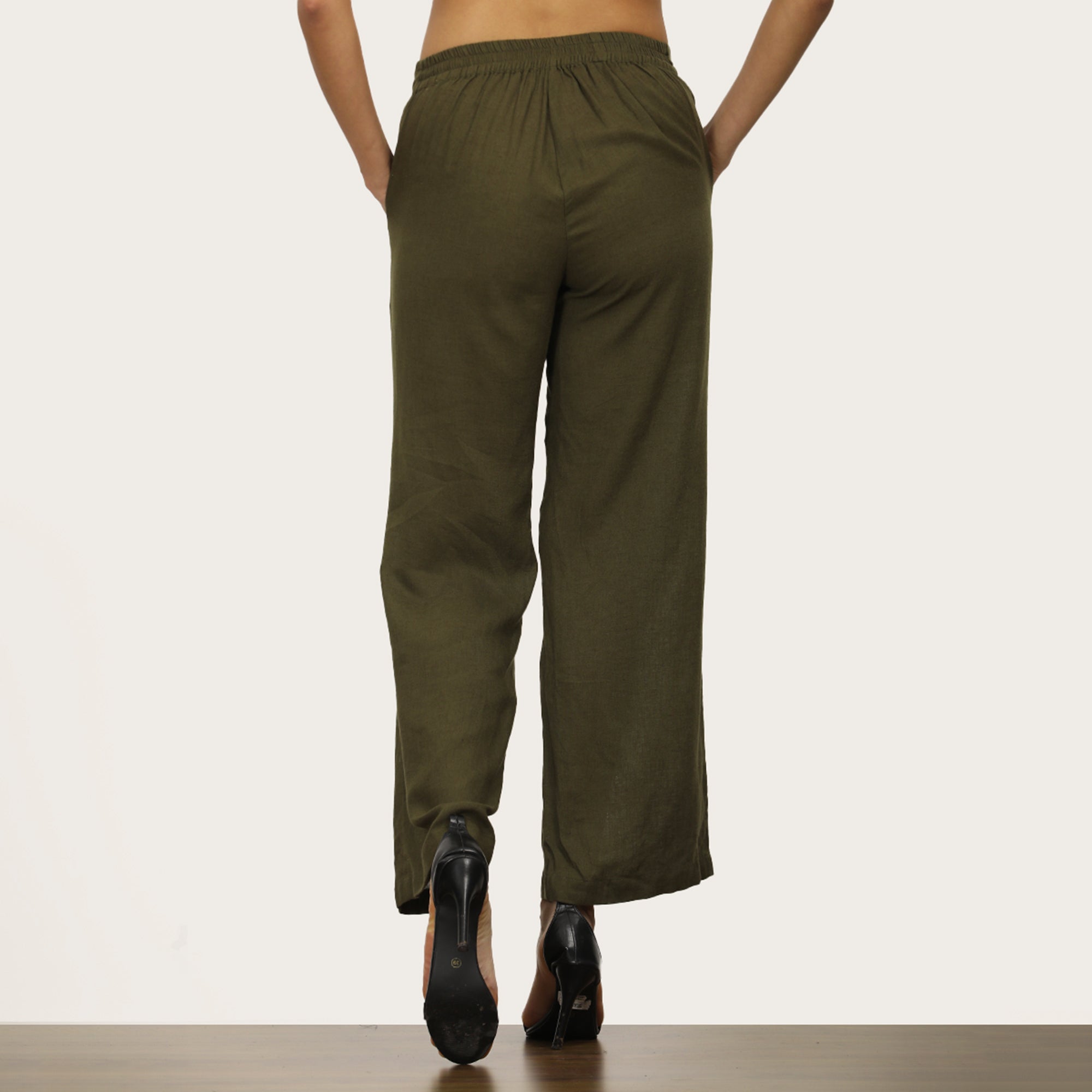 Sylvia Co-Ord Set Of 2 - Bell Sleeves Short Tunic & Pants - Olive