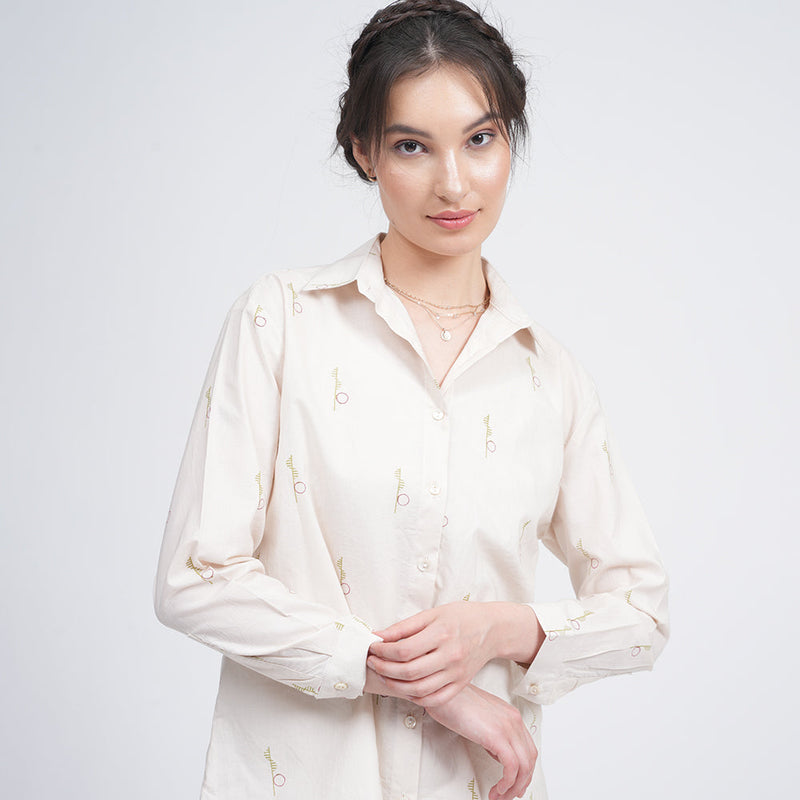 Jessica Shirt - Ecru block print