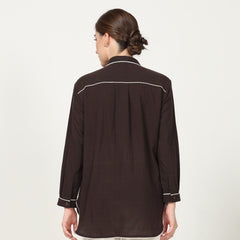 Jessica Shirt - Coffee Brown With Contrast Edging - Limited Edition