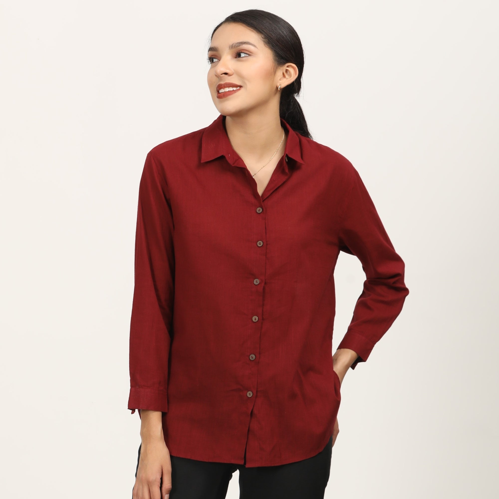 Opal Set Of Shirt Pants Maroon Black