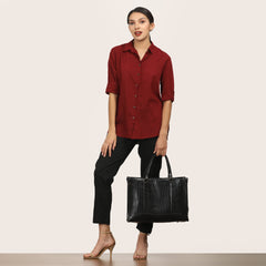 Opal Set Of 2 - Shirt & Pants - Maroon & Black