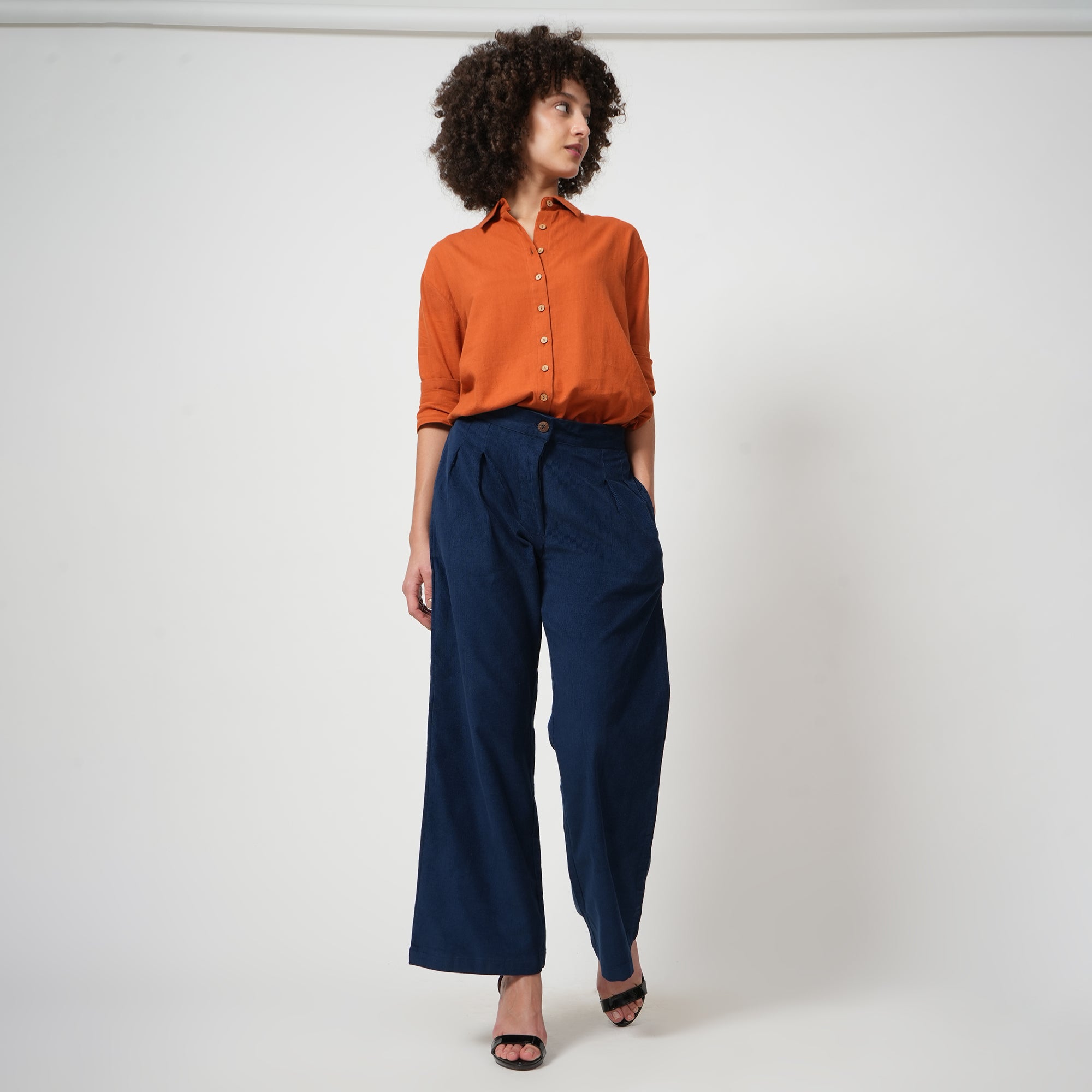 Long Leg Pants - Navy Blue Corduroy