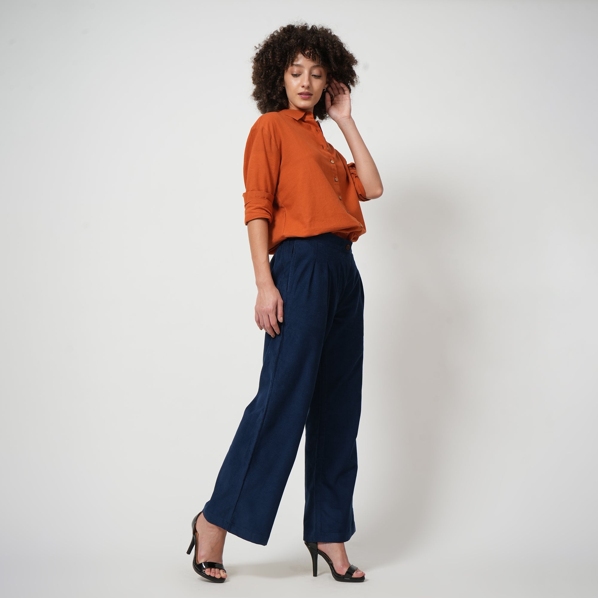 Long Leg Pants - Navy Blue Corduroy
