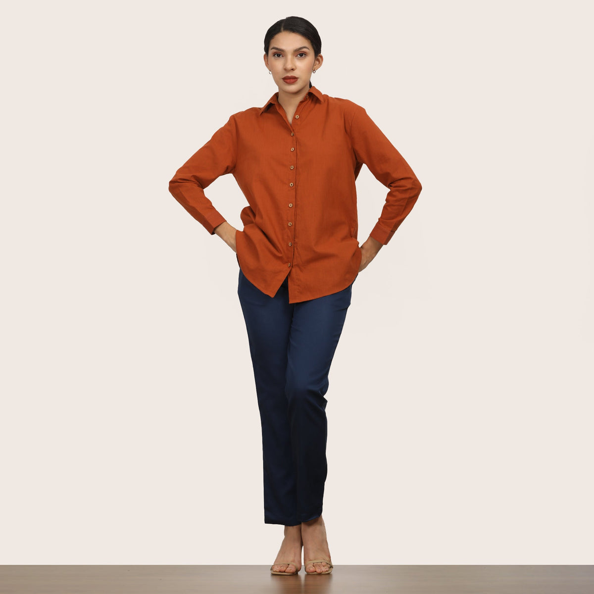 Opal Set Of 2 - Shirt & Pants - Autumn Rust & Navy