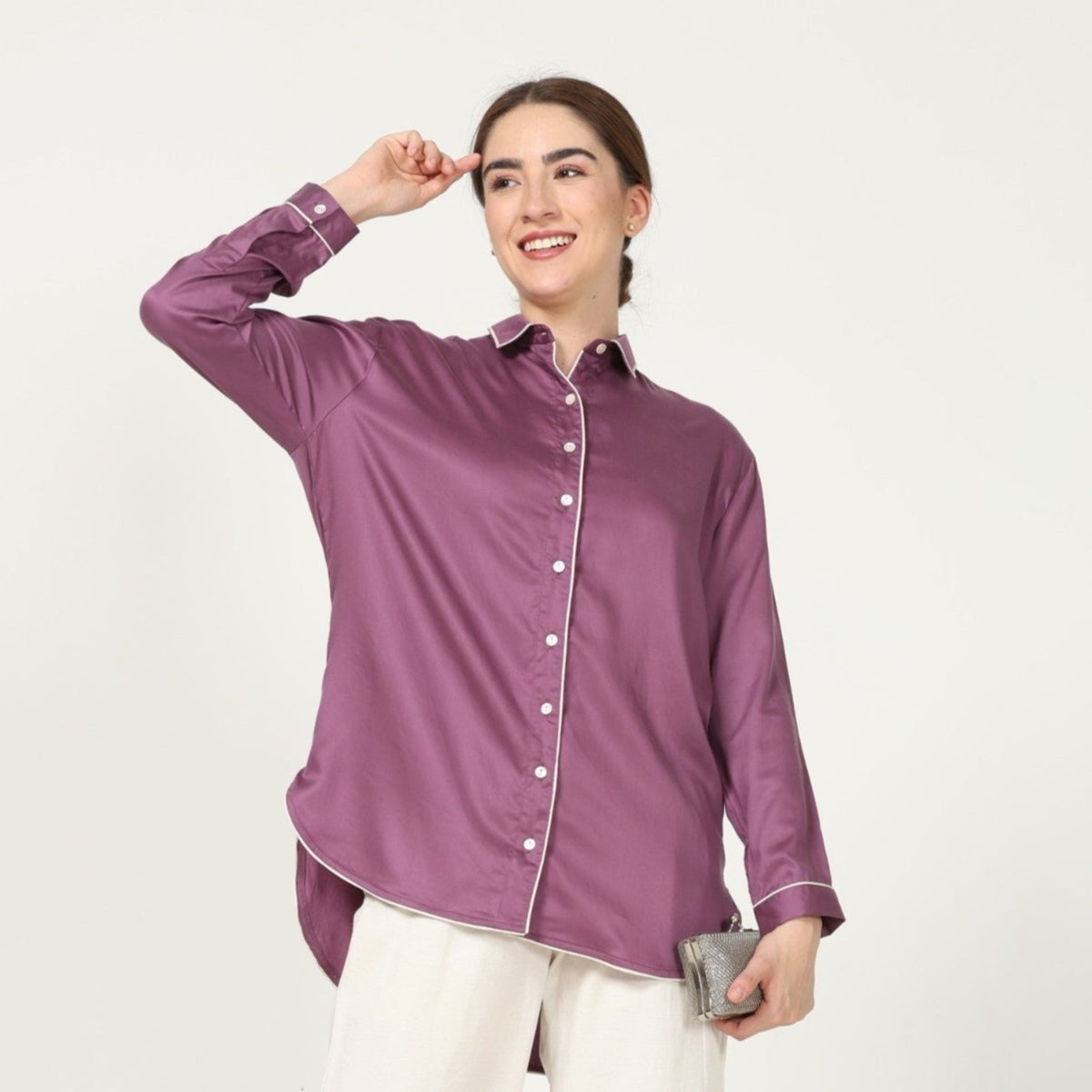 Jessica Shirt - Royal Purple With Contrast Edging - Limited Edition