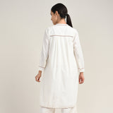 Florence Set Of 2 - Long Shirt Tunic & Barrel Leg Pants - Ecru With Autumn Rust Edging