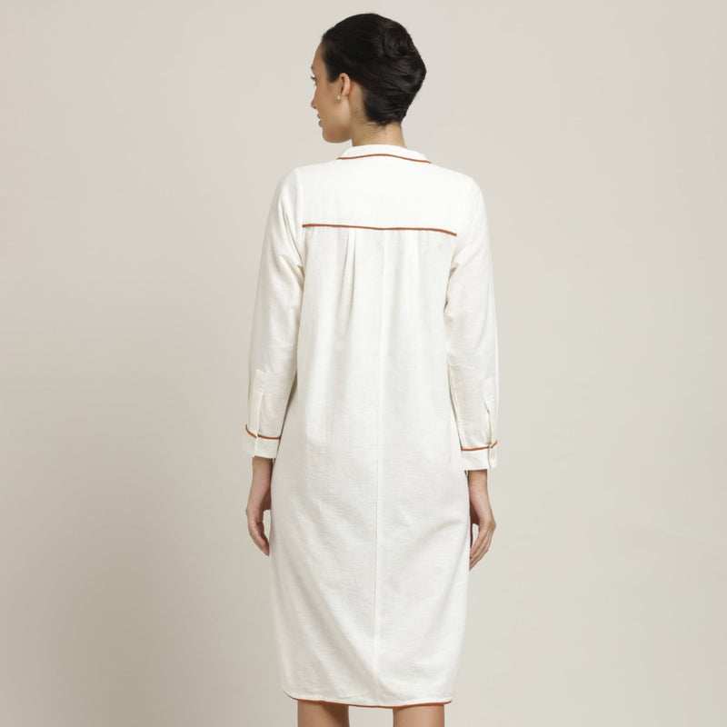 Jackie Dress & Jacket Set - Ecru With Rust Orange Edging