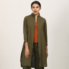 Florence Set Of 3 - Long Shirt, Inner & Pants - Olive & Autumn Rust