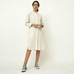 Florence Mandarin Collar Long Shirt - Ecru