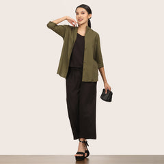 Dianne Set Of 3 - Inner, Shirt & Pants - Olive & Coffee