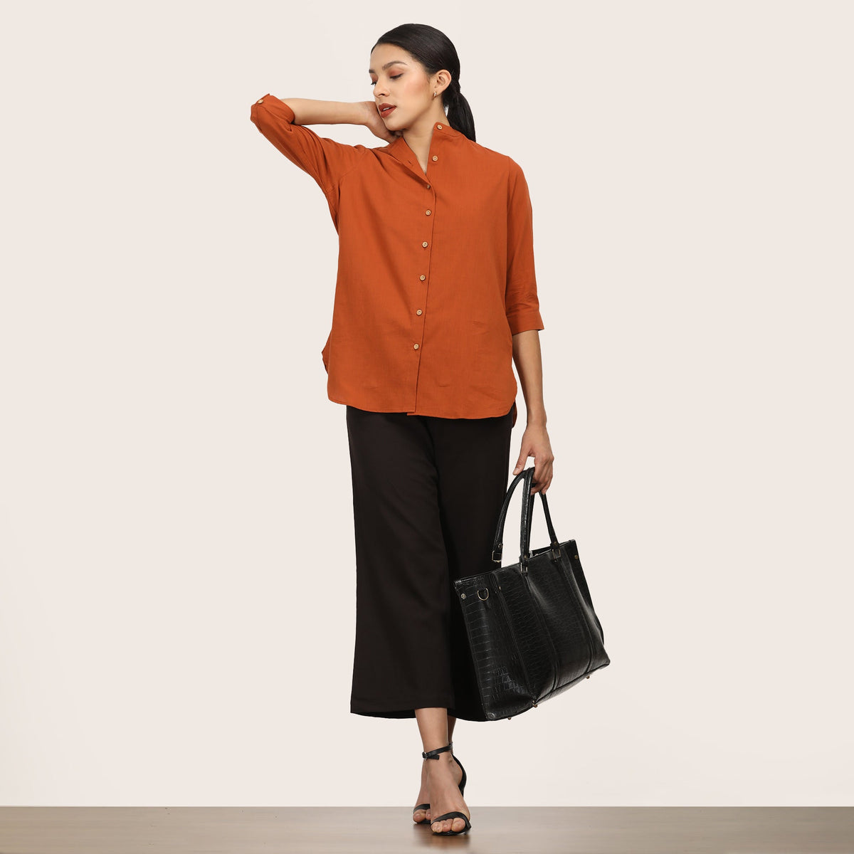 Dianne Set Of 2 - Shirt & Pants - Autumn Rust & Coffee