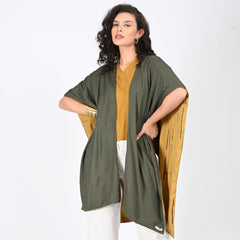 Esme Set Of 3 - Reversible Cape,Top & Pants - Mustard Cedar Print & Ecru - Limited Edition