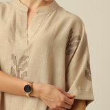 Kimono Top - Greige With Embroidery